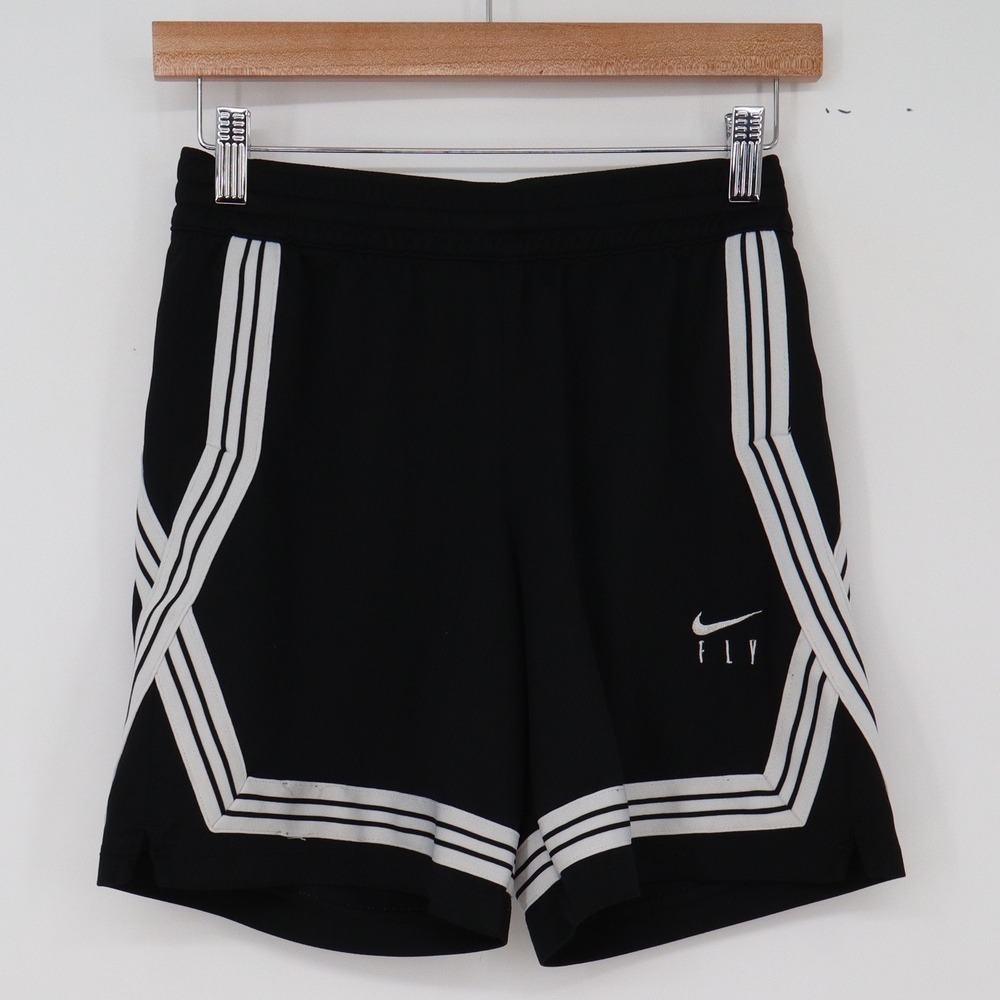 Nike Basketball Shorts Womens L Fly Crossover Black Striped Dri-FIT Excellent